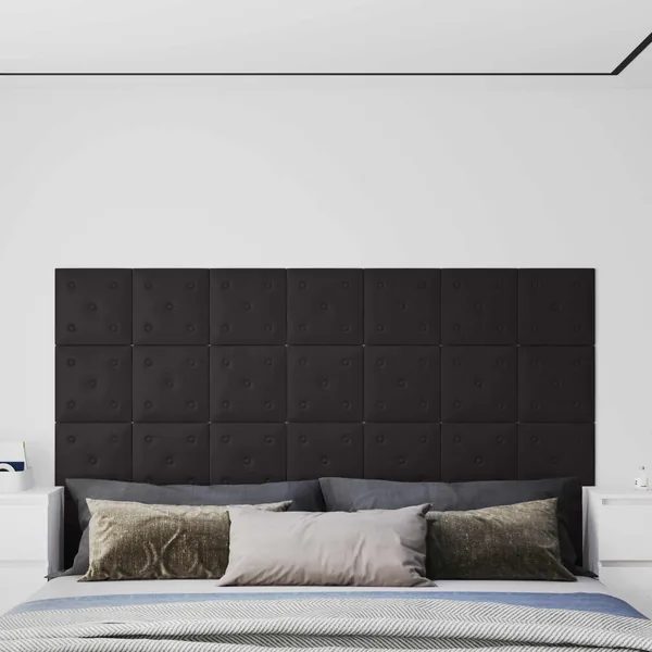 Tête de lit murale 12 pcs Noir 30 x 30 cm Simili cuir