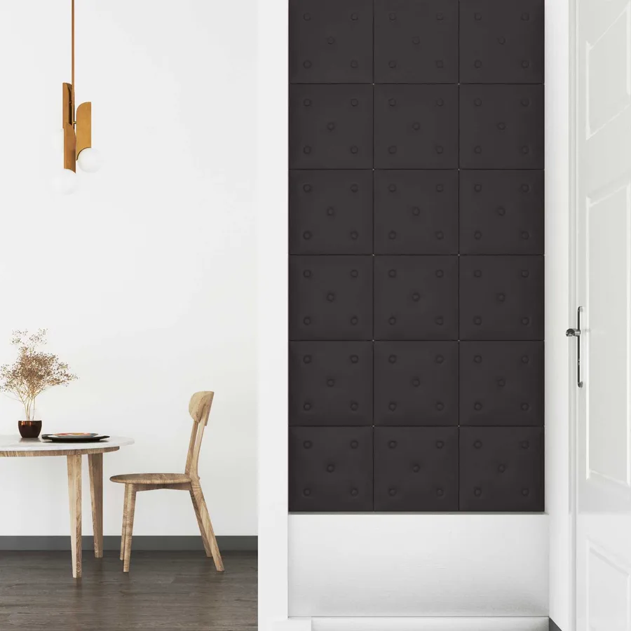Tête de lit murale 12 pcs Noir 30 x 30 cm Simili cuir - 3