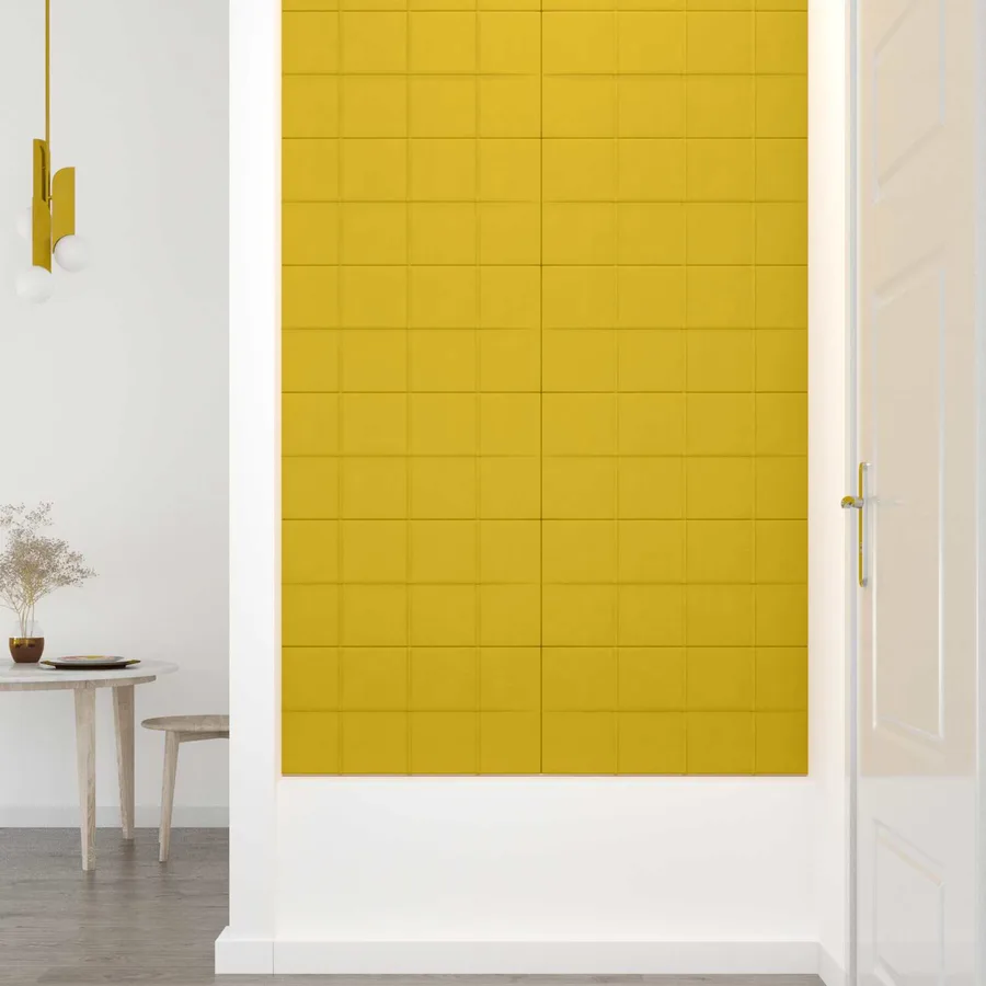 Tête de lit murale 12 pcs Jaune 60 x 30 cm Velours - 3