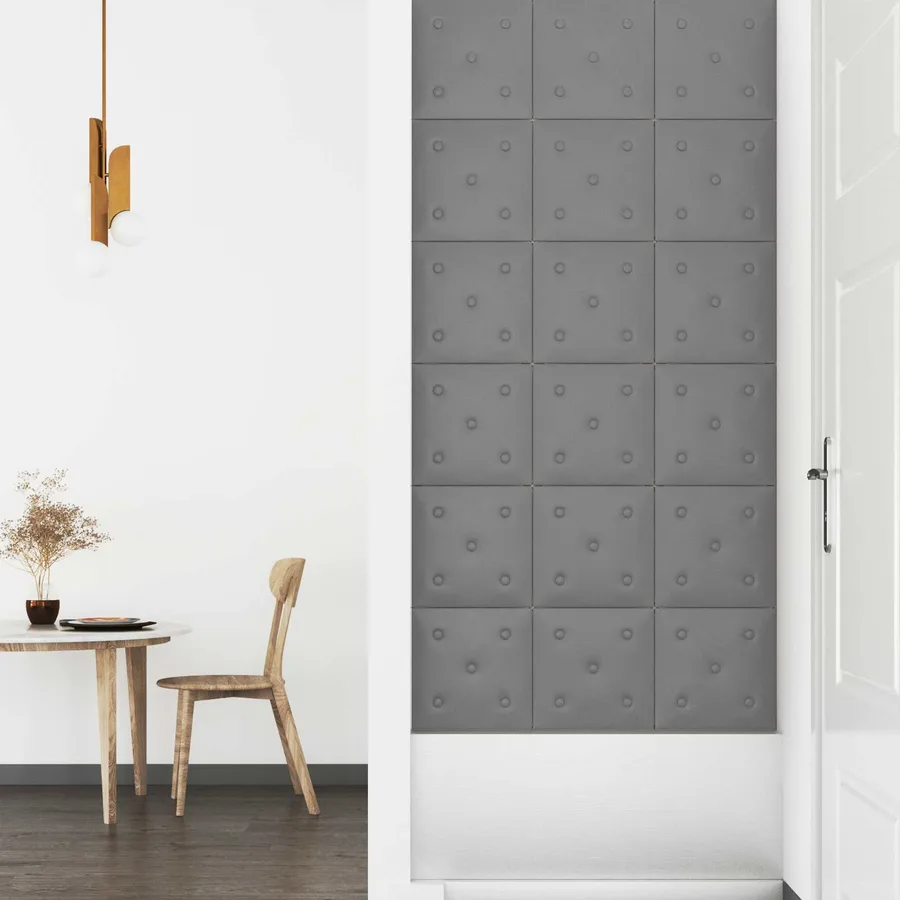 Tête de lit murale 12 pcs Gris 30 x 30 cm Simili cuir - 3