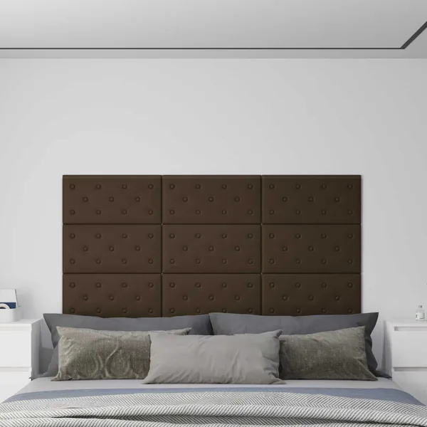 Tête de lit murale 12 pcs Marron 60 x 30 cm Simili cuir