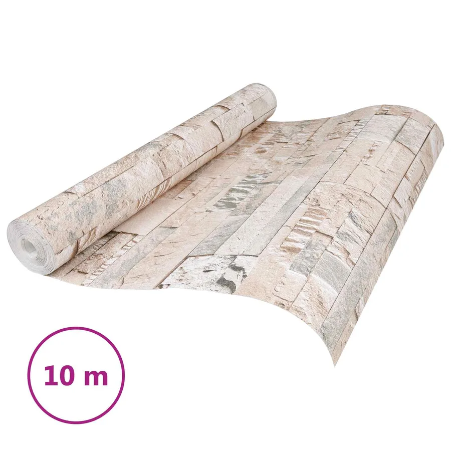 Papier peint en pierre 3D Beige 10 x 0,53 m Tissu non tissé - 2