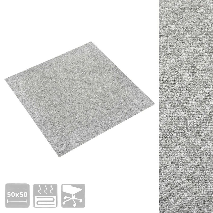 Tapis 20 pcs Gris clair 50 x 50 cm 100% Polypropylène - 7