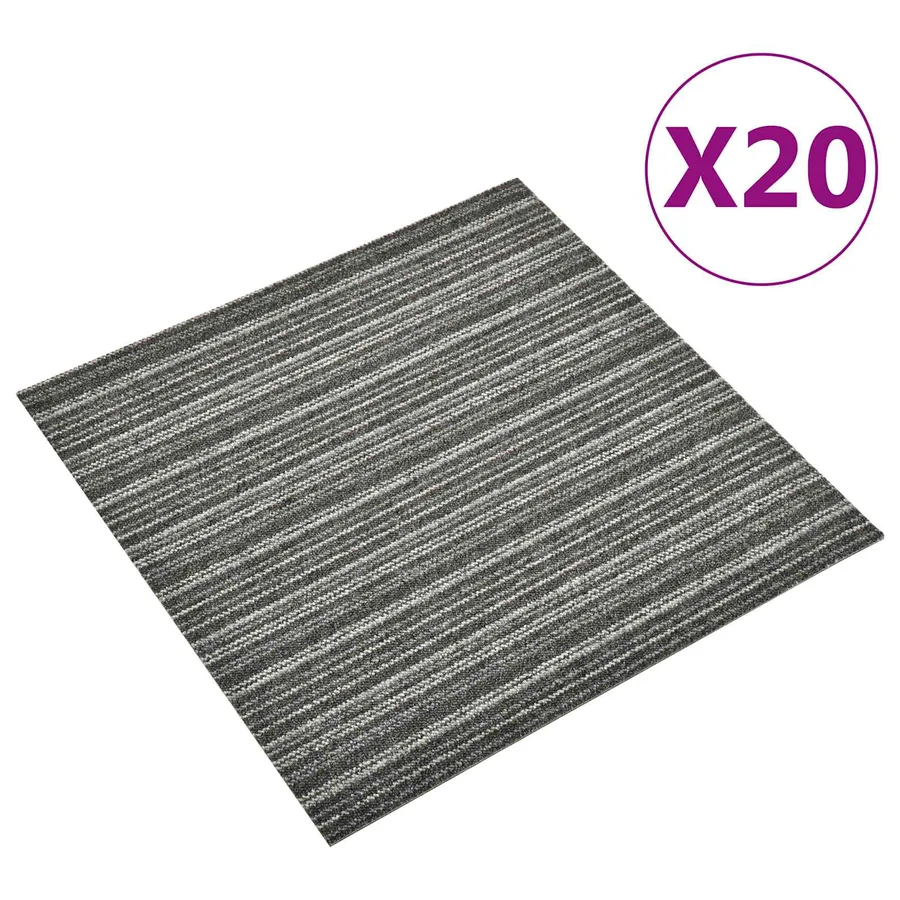 Tapis 20 pcs Anthracite rayé 50 x 50 cm 100% Polypropylène - 2