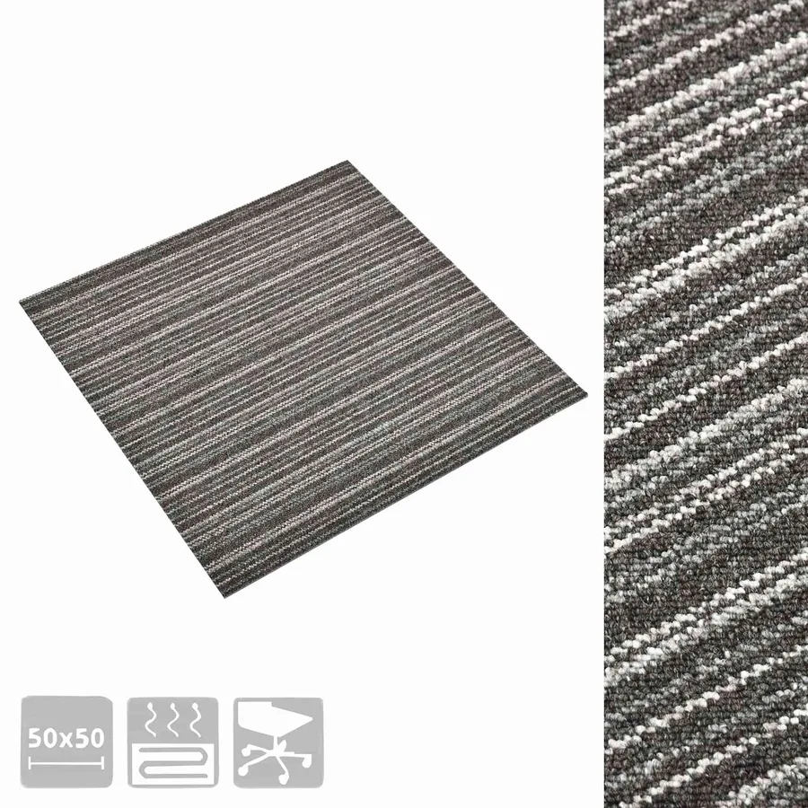 Tapis 20 pcs Anthracite rayé 50 x 50 cm 100% Polypropylène - 7