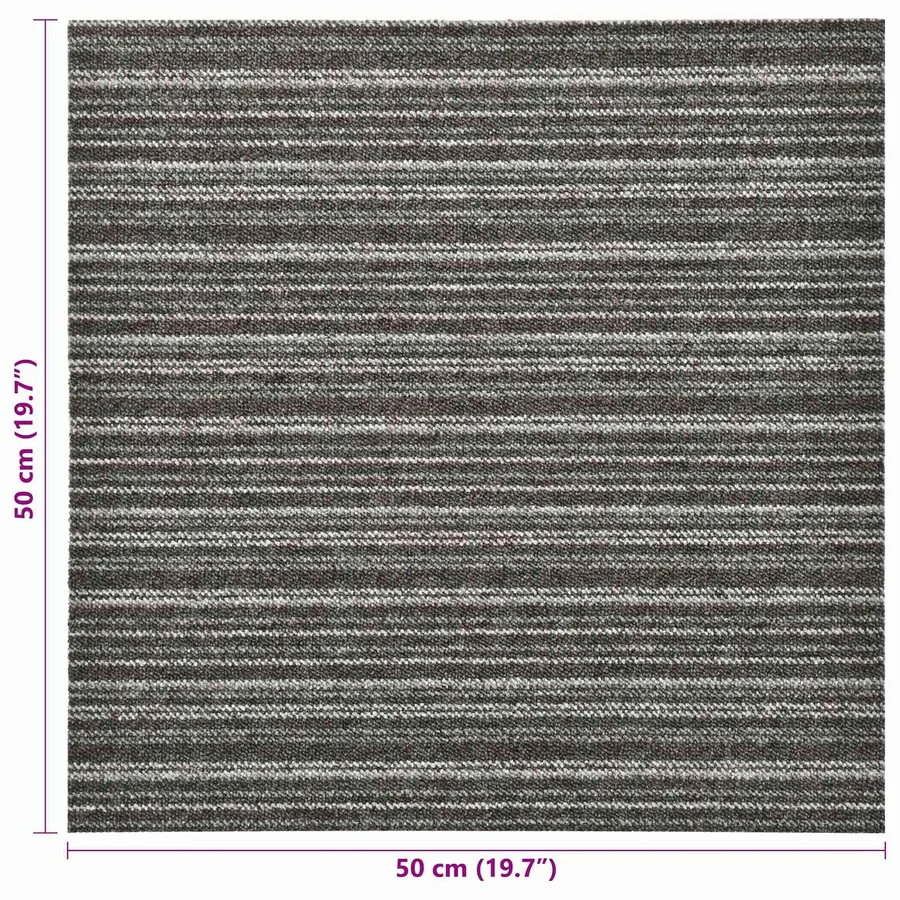 Tapis 20 pcs Anthracite rayé 50 x 50 cm 100% Polypropylène - 8
