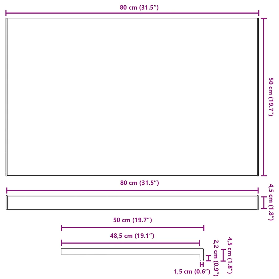 Appui de fenêtre Blanc 80 x 50 x 4,5 cm PVC - 13