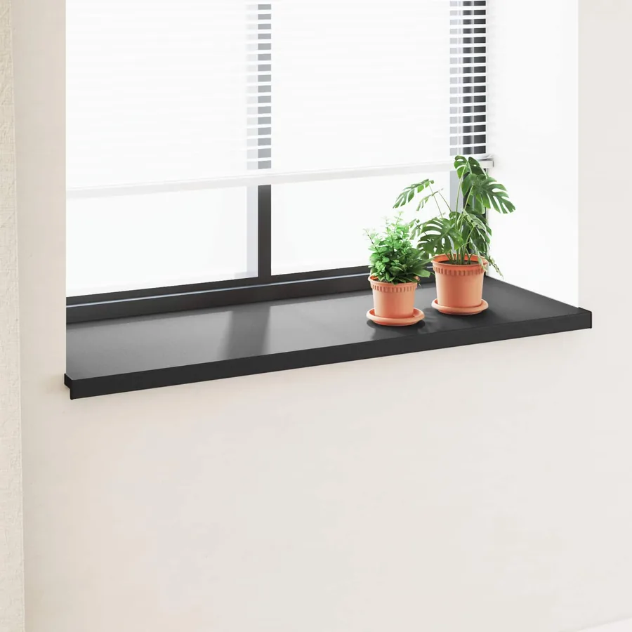 Appui de fenêtre Noir avec grain de bois 120 x 50 x 4,5 cm PVC