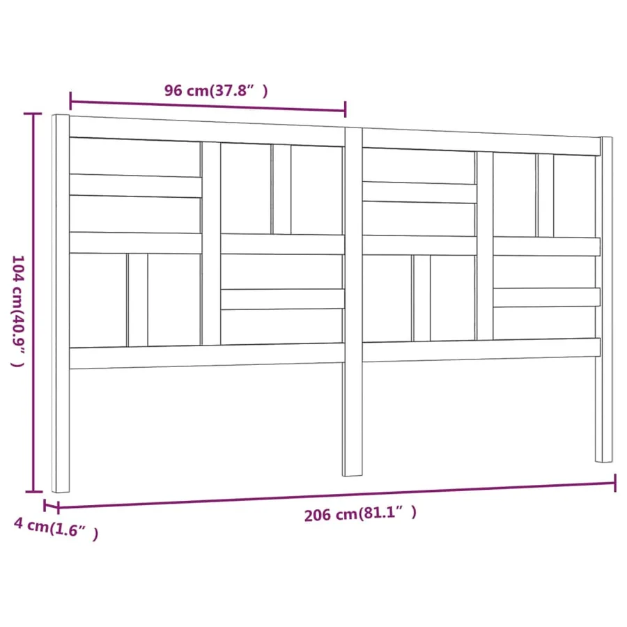Tête de lit Blanc 206x4x104 cm Bois massif de pin - 6
