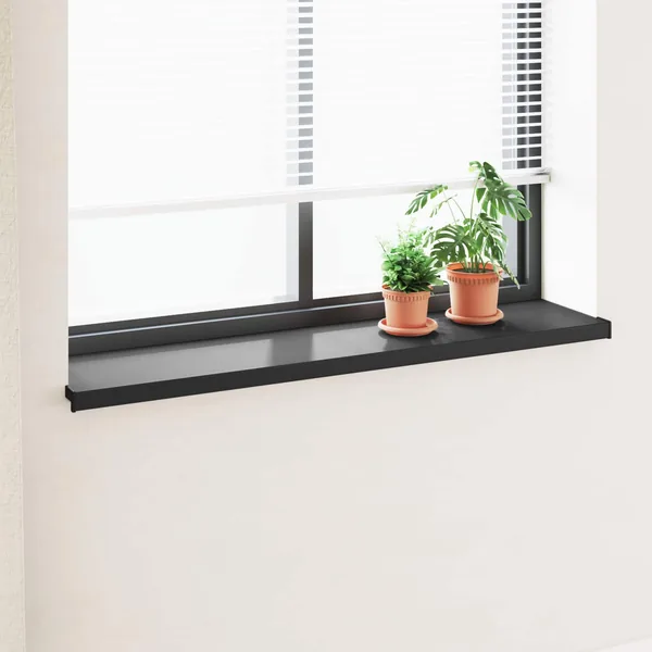 Appui de fenêtre Noir avec grain de bois 140 x 30 x 4,5 cm PVC