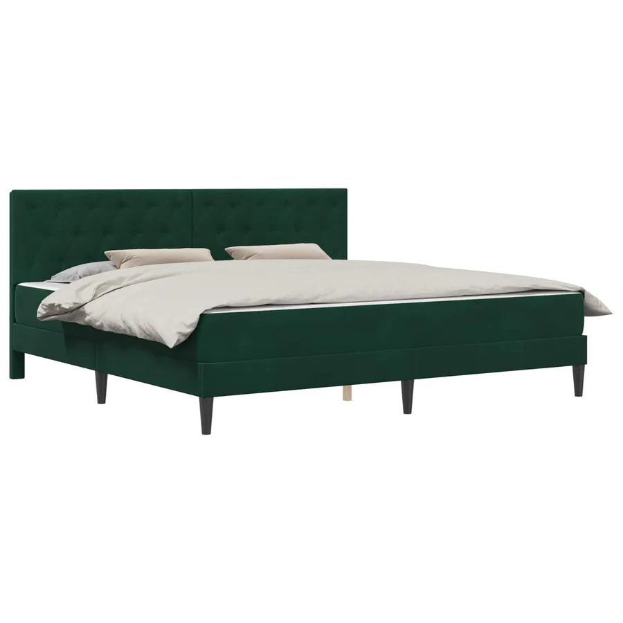 Cadre de lit avec matelas Vert foncé 200 x 200 cm Velours - 2