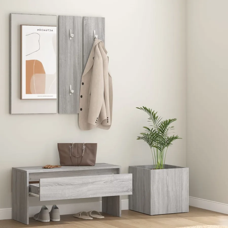 Ensemble de meubles de couloir Sonoma gris Bois d'ingénierie - 3