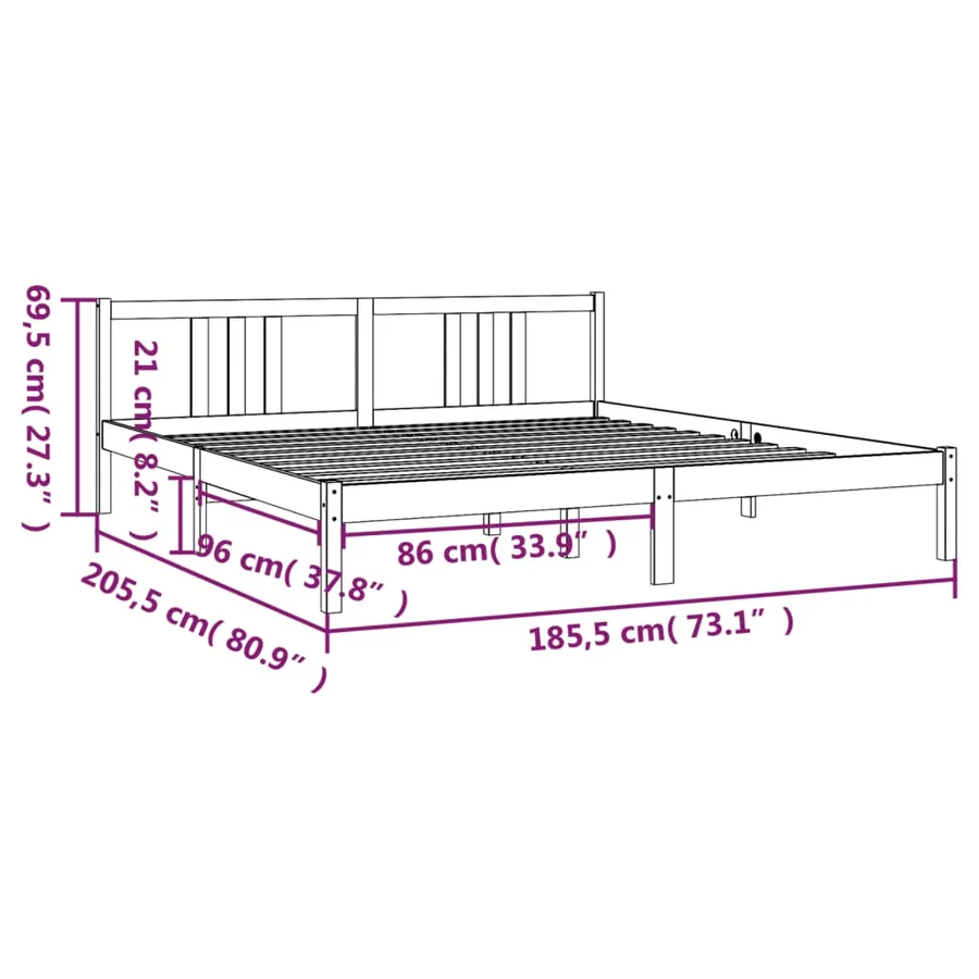 Cadre de lit sans matelas bois massif 180x200 cm - 9