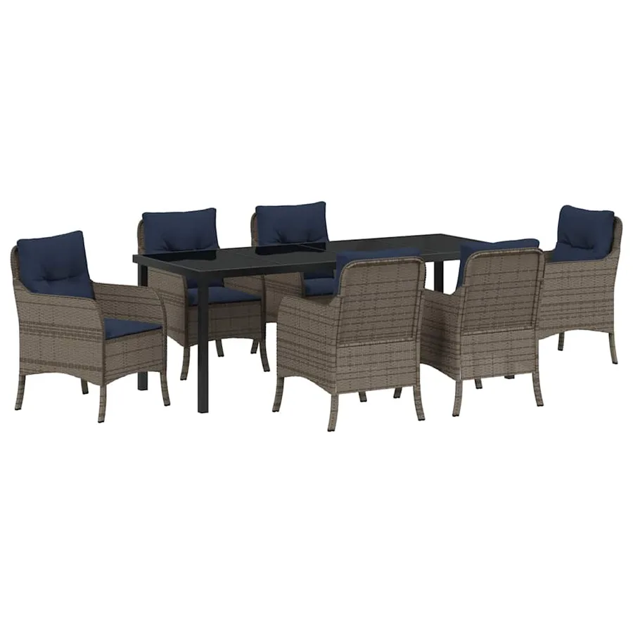 Ensemble de salle à manger pour jardin 7 pcs Gris polyrotin - 2