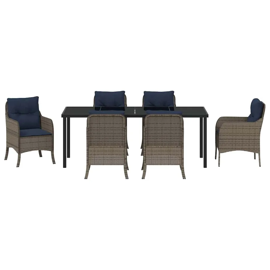 Ensemble de salle à manger pour jardin 7 pcs Gris polyrotin - 7