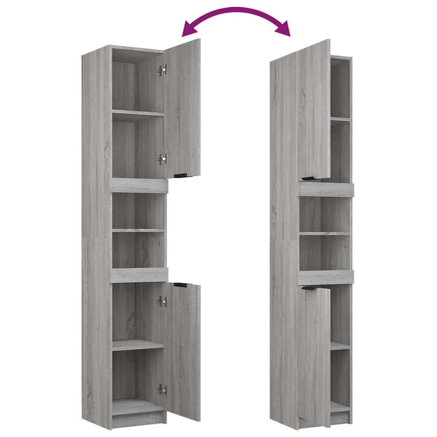 Armoire de bain Sonoma gris 32x34x188,5 cm Bois d'ingénierie - 10