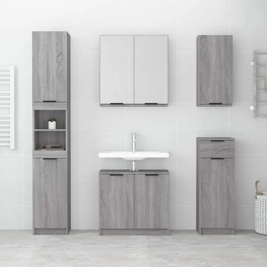 Armoire de bain Sonoma gris 32x34x188,5 cm Bois d'ingénierie - 3