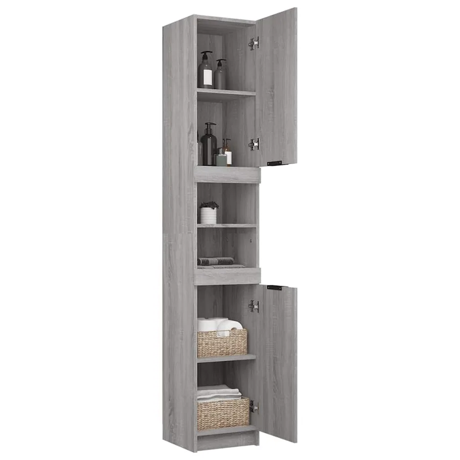 Armoire de bain Sonoma gris 32x34x188,5 cm Bois d'ingénierie - 6