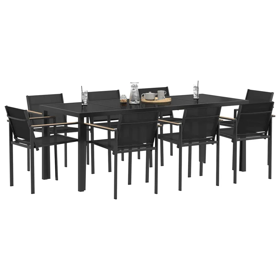 Ensemble de meubles d'extérieur 9 pcs Noir et anthracite - 3
