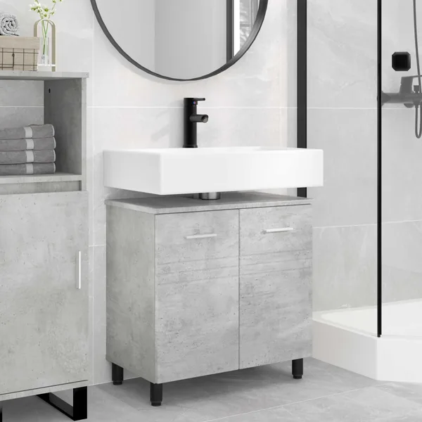 Unité de vanité de salle de bain Gris béton 60 x 35 x 60 cm