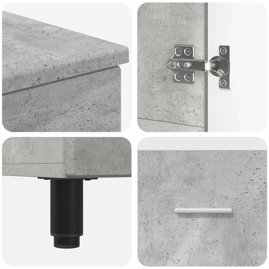 Unité de vanité de salle de bain Gris béton 60 x 35 x 60 cm - 9