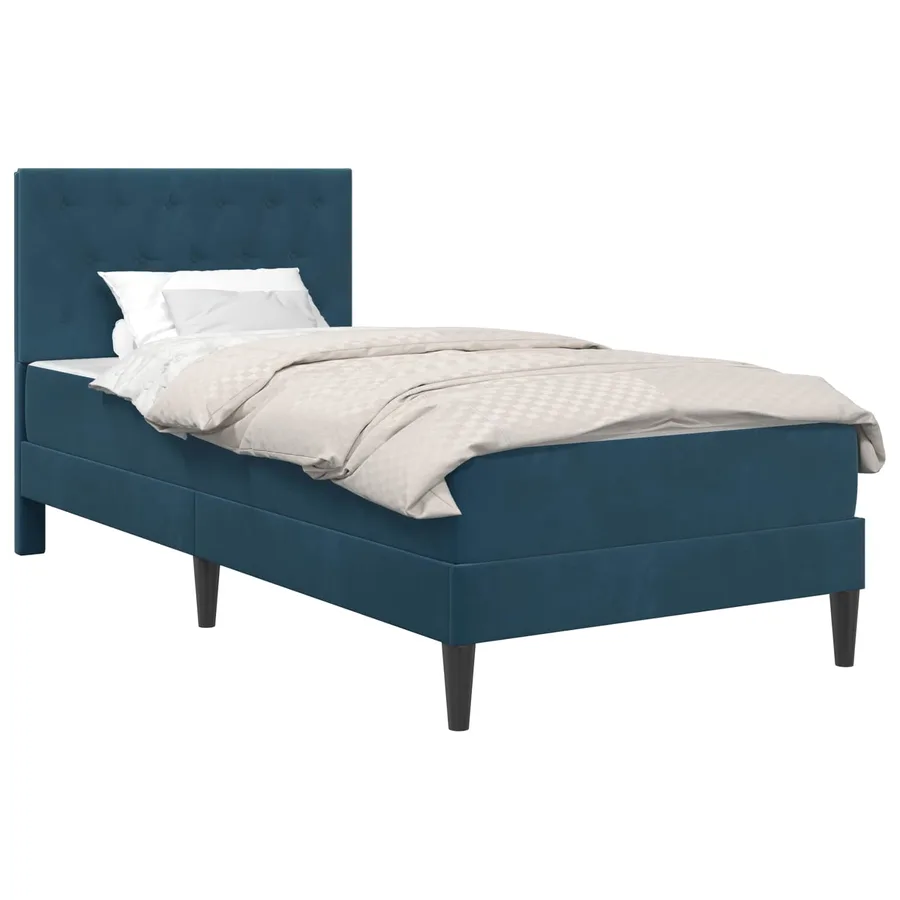 Cadre de lit avec matelas Bleu 80 x 200 cm Velours - 2