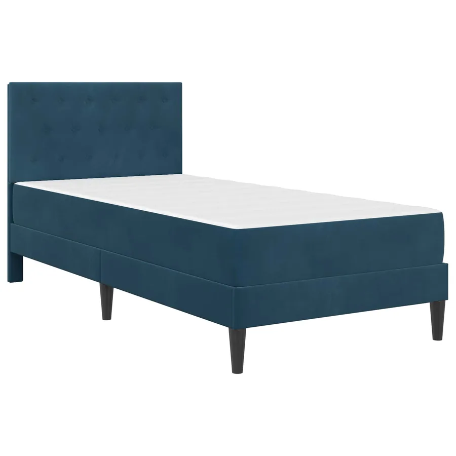 Cadre de lit avec matelas Bleu 90 x 200 cm Velours - 3