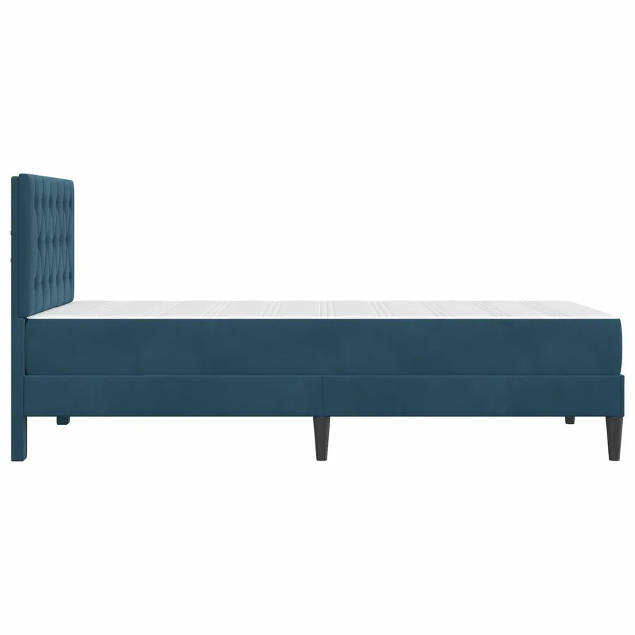 Cadre de lit avec matelas Bleu 90 x 200 cm Velours - 7