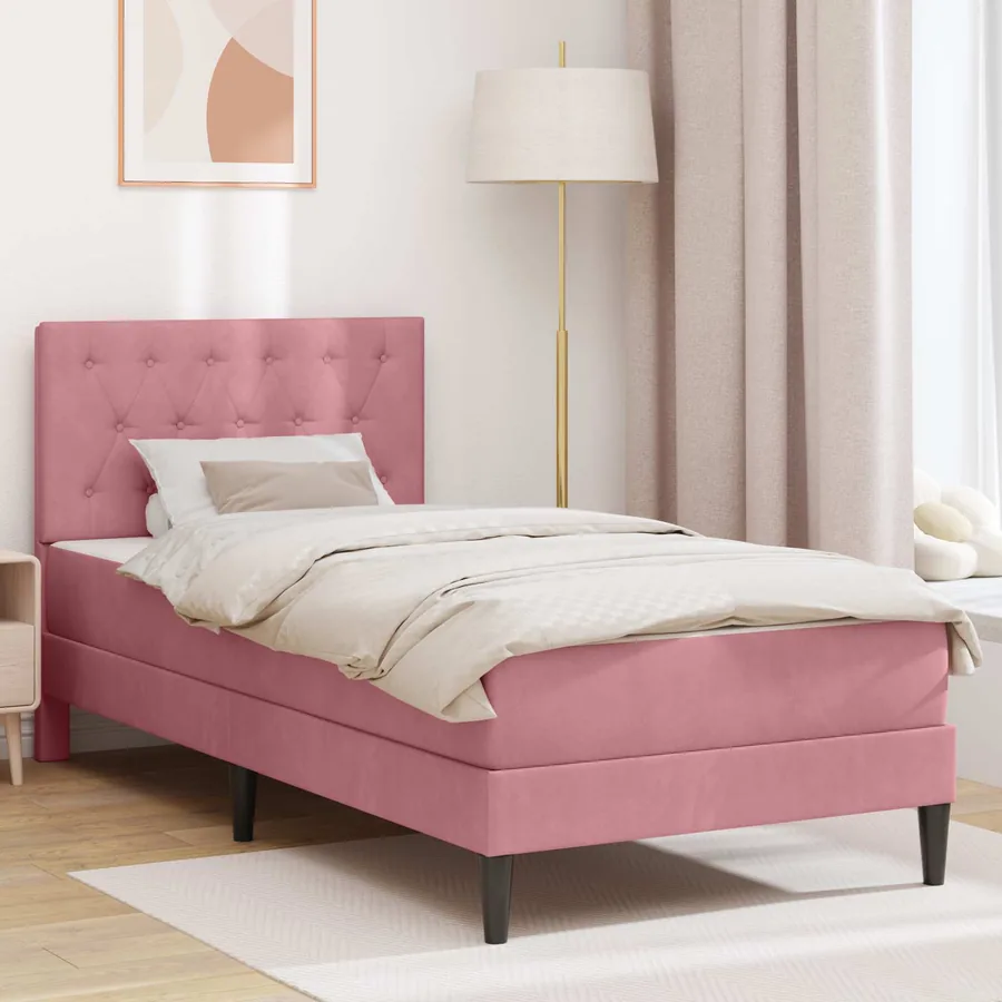 Cadre de lit avec matelas Rose 80 x 200 cm Velours