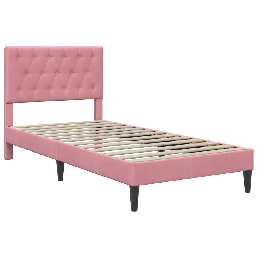 Cadre de lit avec matelas Rose 80 x 200 cm Velours - 4