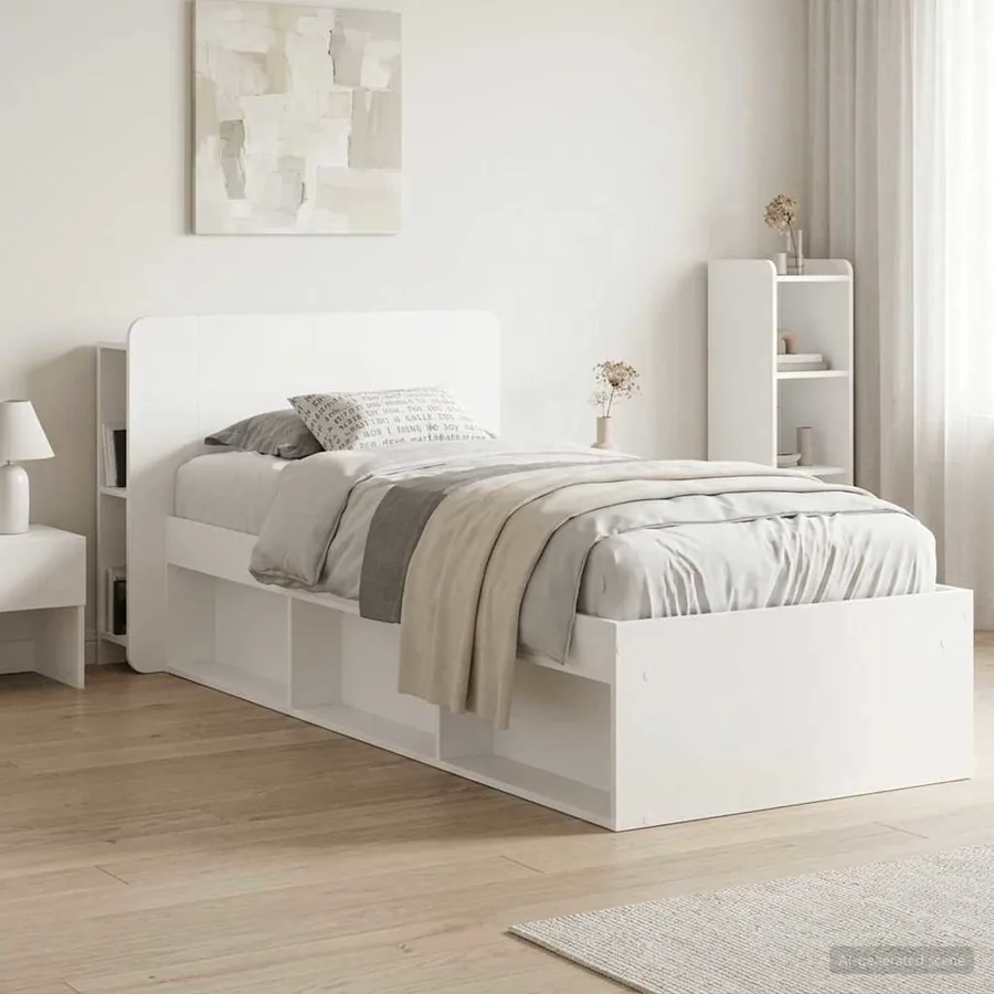 Cabinet de Tête de Lit avec stockage Blanc Bois d'ingénierie