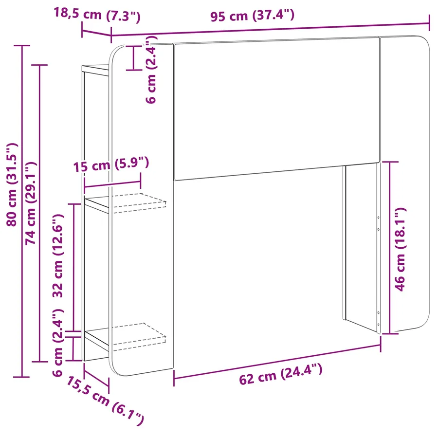 Cabinet de Tête de Lit avec stockage Blanc Bois d'ingénierie - 10