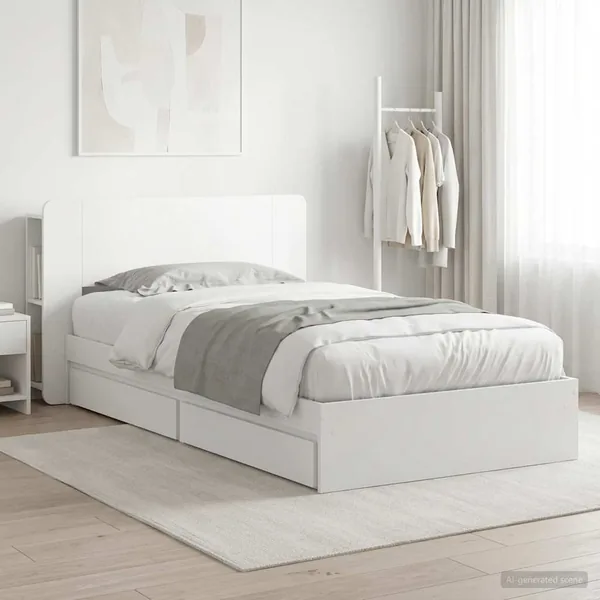 Cadre de lit avec rangement Blanc 75 x 190 cm Bois d'ingénierie