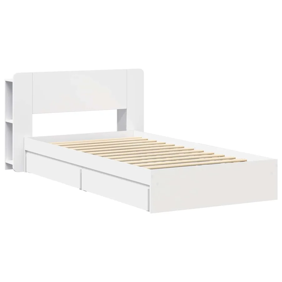 Cadre de lit avec rangement Blanc 75 x 190 cm Bois d'ingénierie - 3
