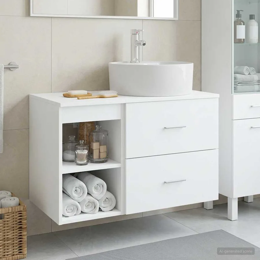 Ensemble de mobilier de salle de bain 2 pcs Blanc