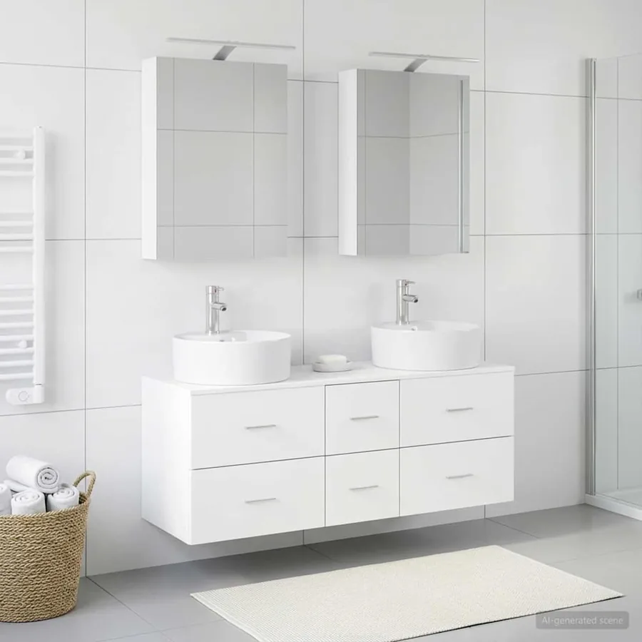 Ensemble de mobilier de salle de bain 5 pcs Blanc