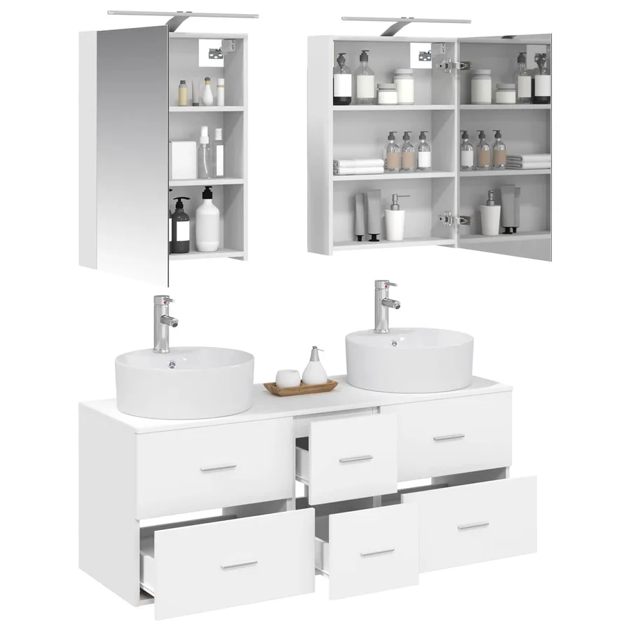 Ensemble de mobilier de salle de bain 5 pcs Blanc - 3