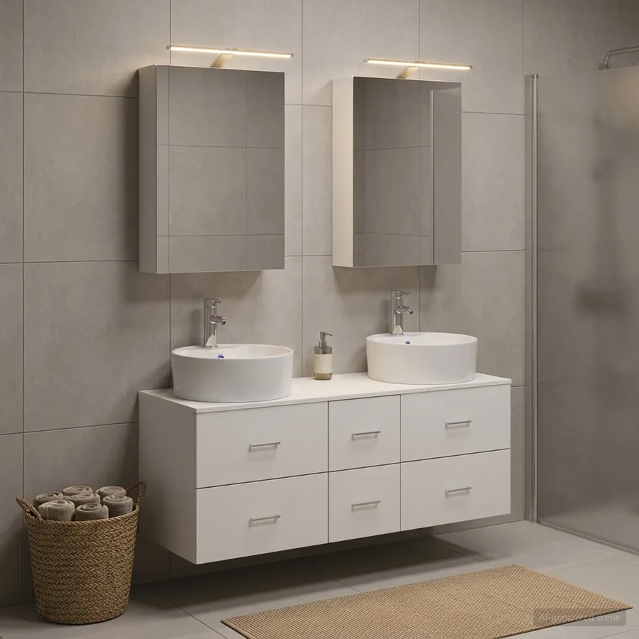 Ensemble de mobilier de salle de bain 5 pcs Blanc - 4