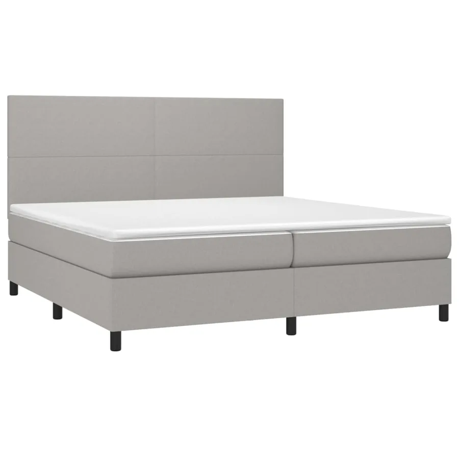 Sommier à lattes de lit et matelas et LED Gris clair 200x200 cm - 3