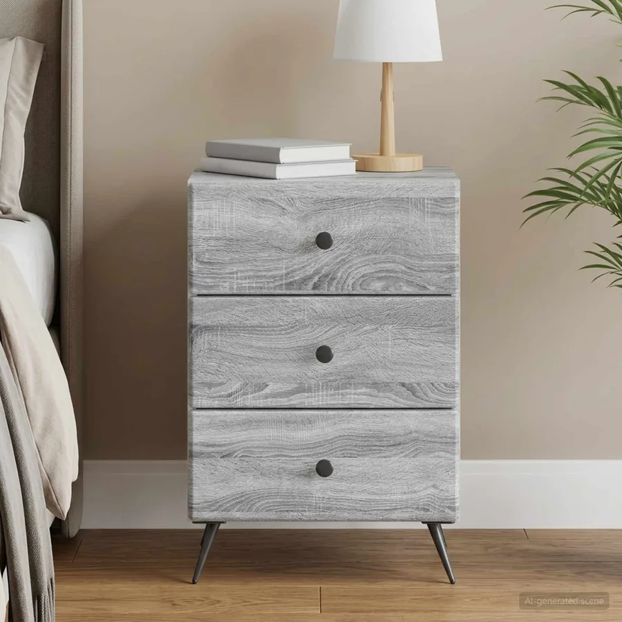 Cabinet de chevet avec tiroir Sonoma gris 43 x 41 x 66,5 cm