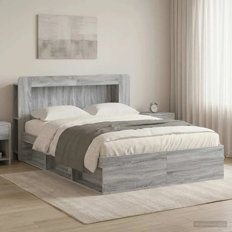 Cadre de lit avec rangement Sonoma gris 140 x 200 cm