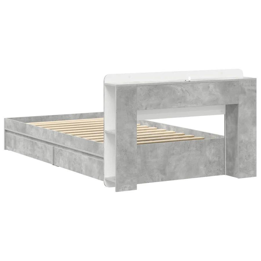 Cadre de lit avec rangement avec tiroir Gris béton 75 x 190 cm - 6