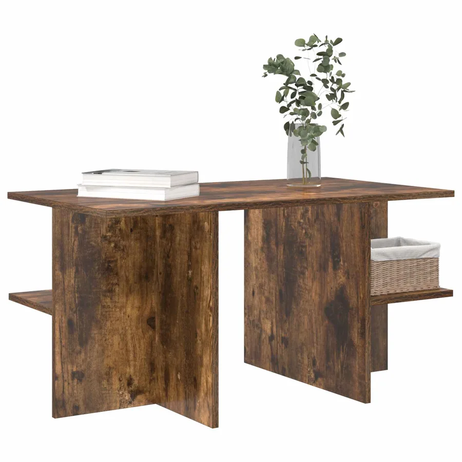 Table basse Chêne Fumé 87 x 50 x 45 cm Bois d’ingénierie - 3