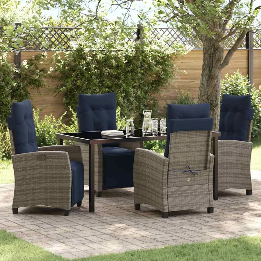 Ensemble de salle à manger pour jardin 5 pcs Gris polyrotin