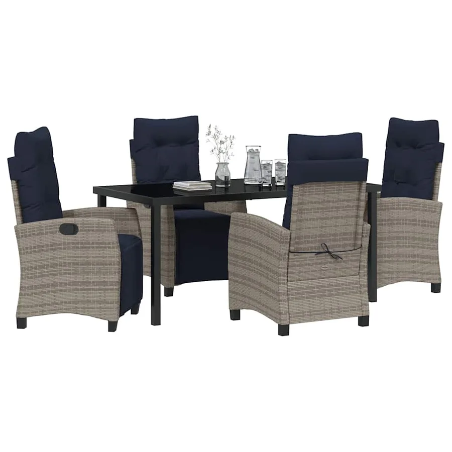 Ensemble de salle à manger pour jardin 5 pcs Gris polyrotin - 3
