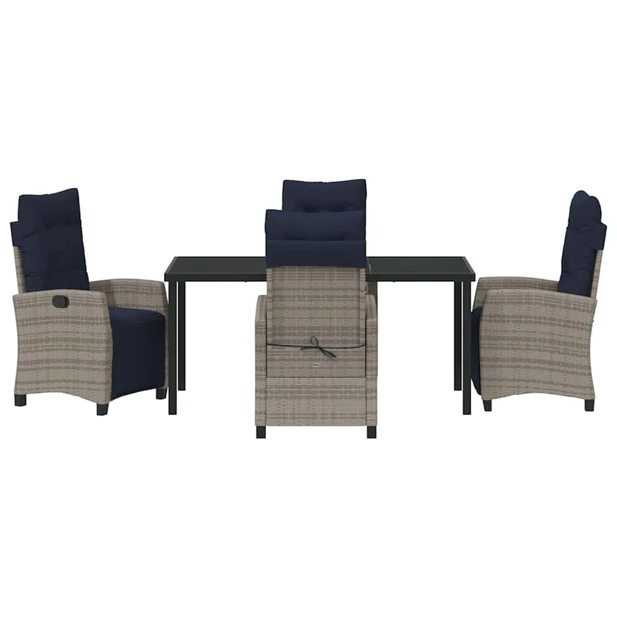 Ensemble de salle à manger pour jardin 5 pcs Gris polyrotin - 7