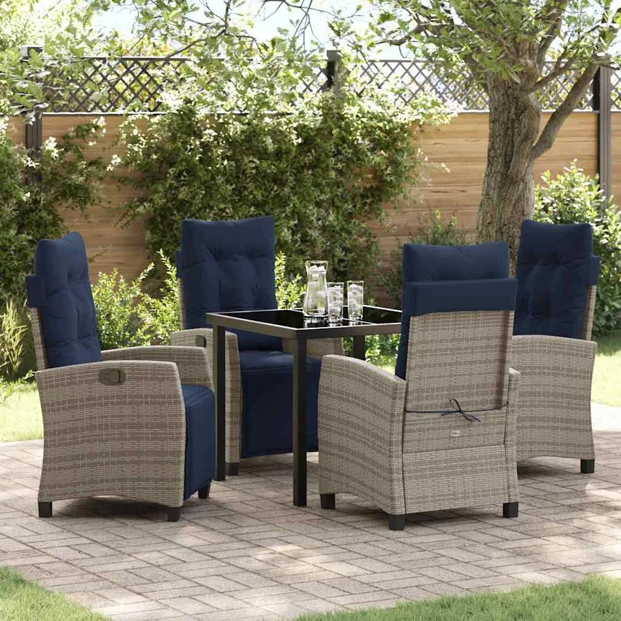 Ensemble de salle à manger pour jardin 5 pcs Gris polyrotin
