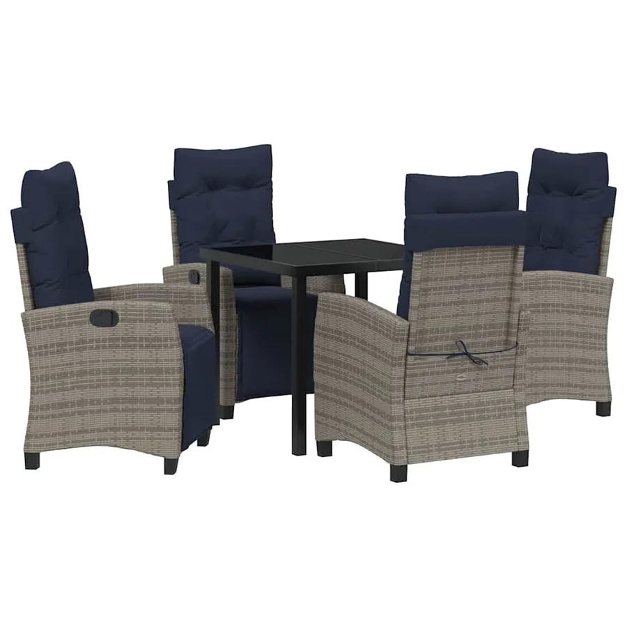 Ensemble de salle à manger pour jardin 5 pcs Gris polyrotin - 2