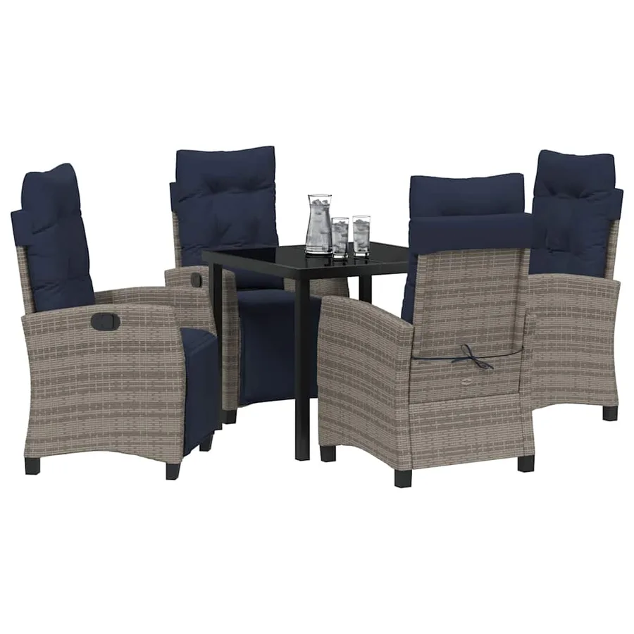 Ensemble de salle à manger pour jardin 5 pcs Gris polyrotin - 3