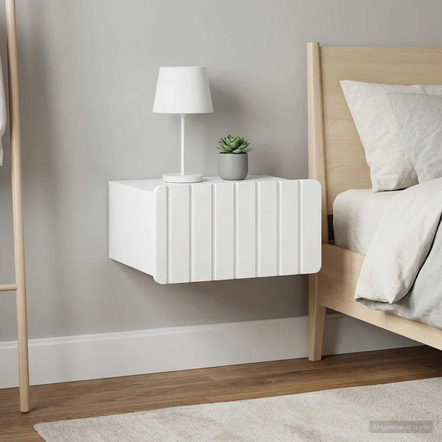 Cabinet de chevet mural 2 pcs Blanc brillant 49 x 34,5 x 24 cm - 4